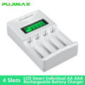 PUJIAMX AA/AAA Rechargeable Battery Charger LCD Display Portable Adapter USB Cable TypeC Batteries Interface Fast Charging Tool. 
