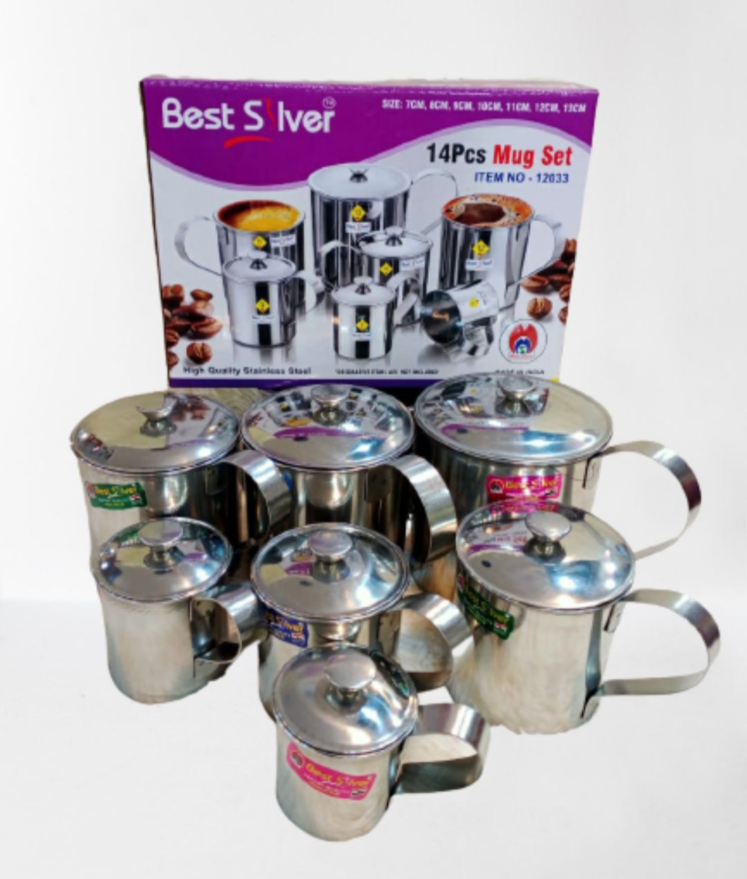 14 Pcs Mug Set Best Silver 12033