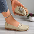 goreyodoly Women Comfortable Slip-On Loafers Lightweight Breathable Wide Fit Flats with Chain Decoration. 