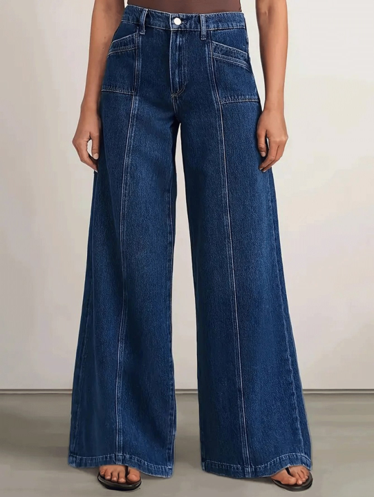 "Women%E2%80%99s%20Deep%20Blue%20Wide%20Leg%20Jeans%20-%20Stylish%20Denim%20Trousers%20for%20Comfort%20and%20Versatility%20-%20Image%202
