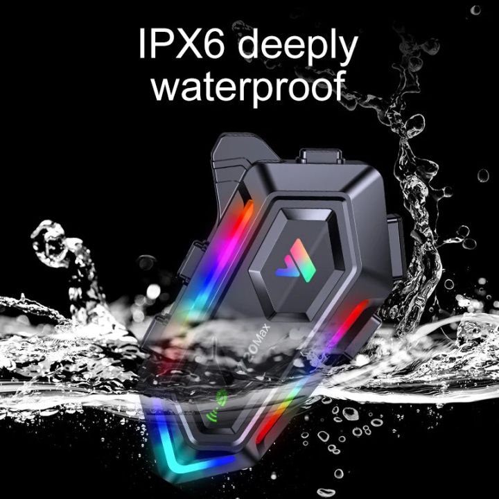 Y20%20MAX%20Motorcycle%20Helmet%20Bluetooth%20Headset%20Intercom%20RGB%20Colorful%20Light%20With%20Mixing%20V5.3%20Effect%201000mAh%20Battery%20IPX6%20Waterproof%20-%20Image%205