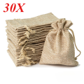 30PCS 13X18/10X15/9X12/7X9CM Drawstring Burlap Bag Jute  DIY Wedding Favor  Bag For Packaging Candy Chocolate Jewery. 