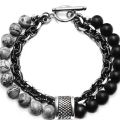 1 Piece Punk Simple Temperament Black Beaded Chain with Natural Stone Beaded Chain Bracelets MEN'S FASHION Items Holiday Travel. 