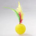 Cat Toy With Feathers In Rainbow Colors Entertaining Cat Ball Kitten Kicking Toy. 