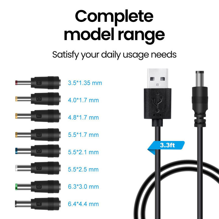 USB to DC 5.5*2.1mm Cable Boost Converter Step-up Cord  USB A Male to 3.5 Jack Connector DC 5V for MP3 Camera Power Bank Scanner
