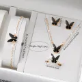 6PCS/Set Women's Watch Fashion Rhinestone Leather Band Quartz Watches Butterfly Jewelry Set(Without Box). 