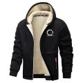 Graphic Warm Fleece Lined Jacket for Men Winter Thermal Sherpa Plush Outerwear Tops Casual Zip Up Hooded Coat with Zipper Pocket. 