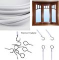 5 Meter Curtain Wire Rod Expanding High Quality Curtain Wire Plastic-coated Curtain Rope Spring Rope Curtain Lanyard/ Curtain Rod Curtain Wire and Hooks Set,Curtain Wire with Screw-in Hooks for Net Curtain Rod. 