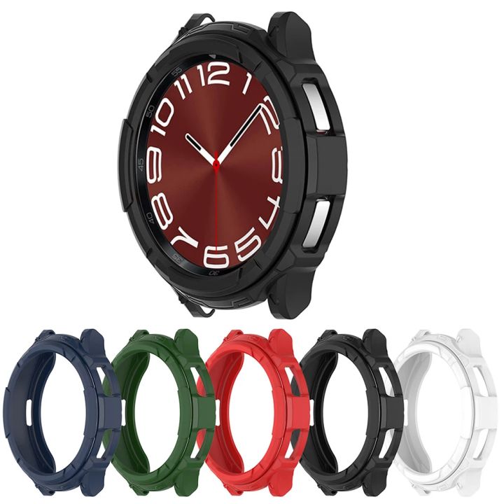 Armor Case For Samsung Galaxy Watch 6 Classic 43mm 47mm Silicone Accessories Shell With Rotating Bezel Protective Cover fashion