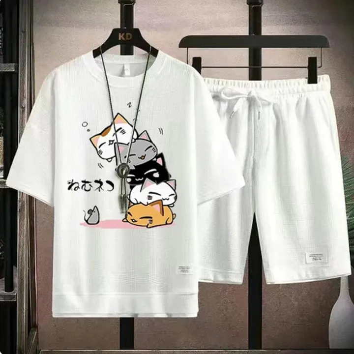 2024%20Men's%20Summer%20Waffle%20Set%20Brand%20Fashion%20Casual%20T-shirt+Shorts%20Set%20Men's%20Sports%20Set%20Loose%20ComfortableSlo%20Two-piece%20Set%20-%20Image%203