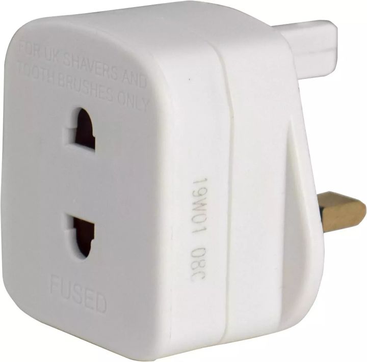 (K). Masterplug Indoor Power 1a Shaver Bathroom Adaptor Fused White - Shadc-mp