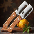1/2/3/5pcs Stainless Steel Peeler Oak Wooden Handle For Peeling And Slicing Fruits And Vegetables Durable And Smooth Operation. 