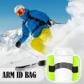 PVC Plastic Card Holder Polyester Reflective Wristband Arm Adjustable ID Badge Elastic Arm ID Card Holder Strap For Work Pass. 