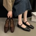Mary Jane Single Shoes Thick Heel Shoes Elegant Classic Retro Square Toe Comfortable Soft Shallow Cut Low Heel Women's Shoes. 