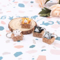 Cute Little Carton Box Cat Keychain For Women Men Personality Letter Take Me Away”Key Ring Funny Animal Handbag Car Key Holder. 