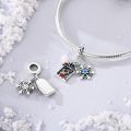 Original 925 Sterling Silver Charms Beads Snowflake Snowman Penguin Snow Boots Dangle Fit Women Original Bangle Bracelet. 