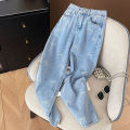 Zoki Fashion Bow Print Jeans Women High Waist Loose Sweet Casual Denim Pants Korean Chic All Match Female Fall Straight Pants. 