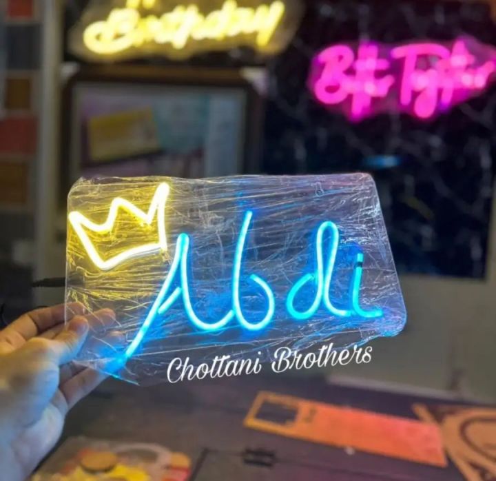 Neon Light with Customized your Name on Glass and good for lightning Home decorations and Gift to your relatives and birthday occasion.