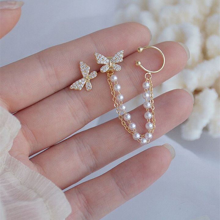 Ladies%20Fashion%20Rhinestone%20Butterfly%20Chain%20Earrings%20Punk%20Personality%20All-match%20Exquisite%20Asymmetrical%20Ear%20Clip%20-%20Image%202
