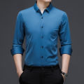 Men's Casual Fashion Business Solid Color Long Sleeved Shirt. 