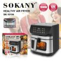 Sokany (SK-10104) 12L Digital Air Fryer 2600W With Double Heating, Touch Screen And Viewing Window. 