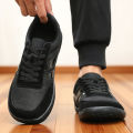 Breathable Mesh Men's Sports Shoes Black Mesh Construction Wide Width Men's Walking Shoes 2025 Comfortable Trendy Men's Sneakers. 