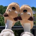 Husky Dog Faux Fur Couple Winter Slippers Chunky Platform Non Slip House Shoes Woman Comfort Fluffy Plush Outdoor Slippers Women. 