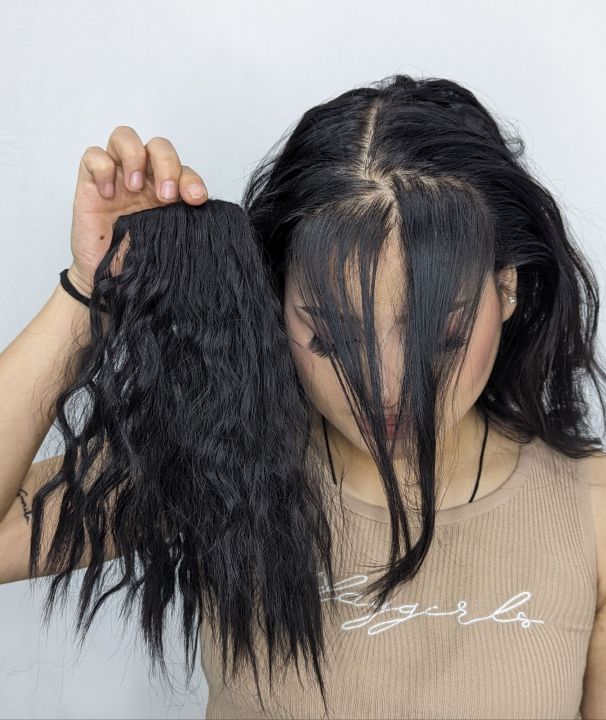 12%20Inches%20Clip%20In%20Hair%20Toupee%20Brown/%20Hair%20Patch/%20Hair%20Topper%20For%20Women%20-%20Image%203