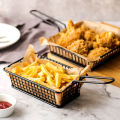1PC Creative rectangular French fries basket Snack basket Fried food container with handle Western restaurant snack basket.