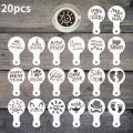 20pcs Coffee Stencils DIY Fancy Coffee Printing Model Foam Spray Cake Stencil Coffee Drawing Cappuccino Mold Powdered Sieve Tool.
