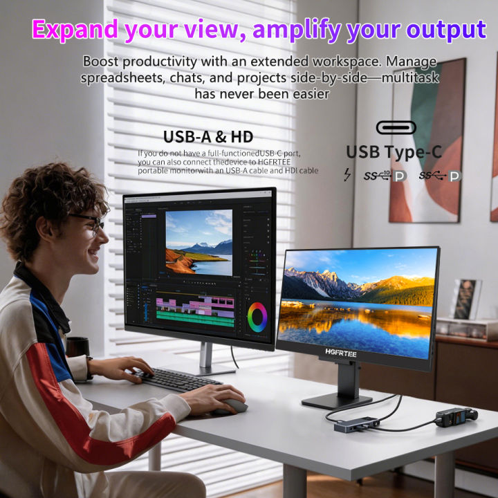 HGFRTEE%2016%20Inch%20Portable%20Gaming%20Monitor%201200P%2060Hz%20with%20HDR%20USB-C%20Mini%20HDMI%20Compatible%20with%20Windows%20MacBook%20Switch%20Xbox%20PS4%20-%20Image%206