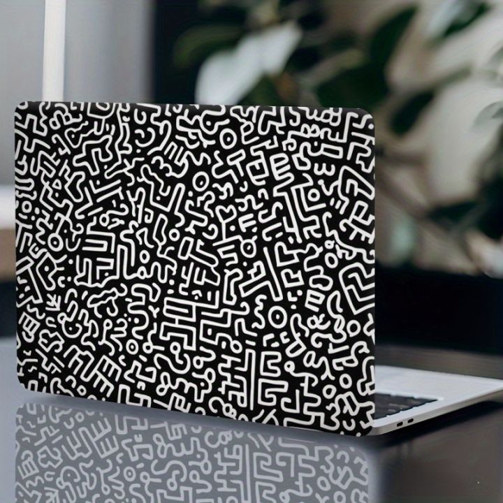 Pack of 3,1Spare,Fearless Black and White Labyrinth Pattern Laptop Sticker-Scratch Resistant Computer Case,Self Adhesive Durable