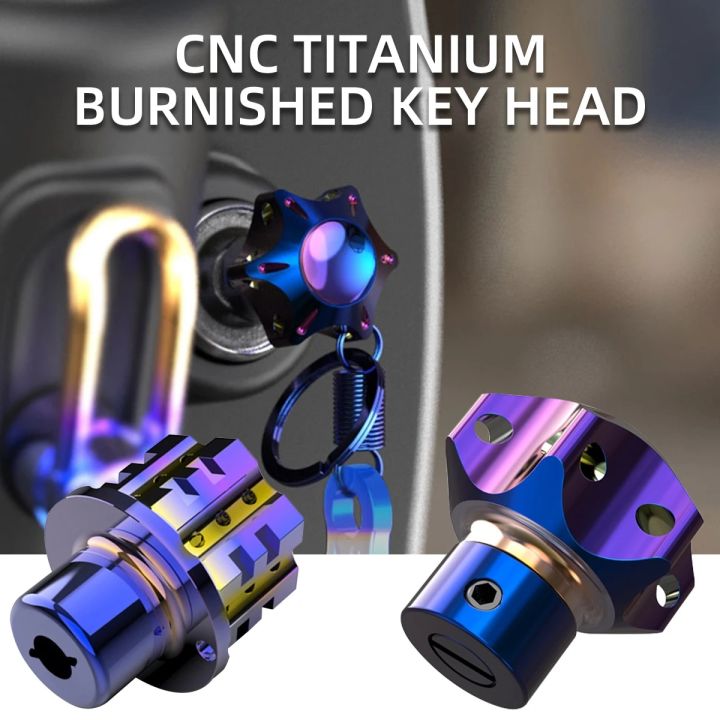 Universal Motorcycle Key Head Modified Key Cover CNC Burnt Titanium Key Head Gear Hexagonal Titanium Burnt Key Head Accessories
