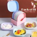 11pcs - Pack of 10 Fancy Plates with 1 Plates Stand (Mix/Random color). 