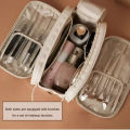 Multifunctional Makeup Bag For Women PU Leather Large Capacity Portable Double Zipper Travel Makeup Brush Toiletries Storage Bag. 