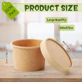 25/50 Pack 235ml/8oz Paper Soup Containers with Lids Disposable Food Containers Kraft Ice Cream Bowls Soup Cup Ice Cream Cups.