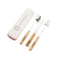 Portable cutlery set Starbucks stainless steel cutlery set of 3 PCs Korean chopsticks 304 genuine stainless steel with box set of wooden handle spoon. 