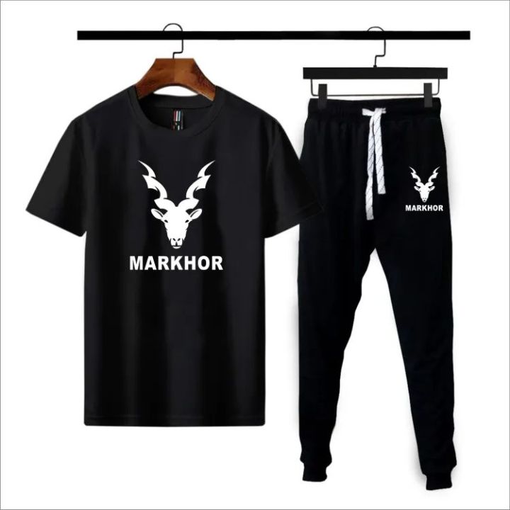 Black markhor printed tracksuit for men and boys