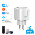 Tuya Smart Socket EU 16A AC100-240V WiFi Smart Plug with Power Monitoring Outlet Alexa  Home Voice Control Smart Life APP. 