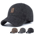 Winter Baseball Cap Warm Windproof Thickened Woolen Knitted Ear Protection Cap Men Adjustable Outdoor Sport Running Earflap Hat.