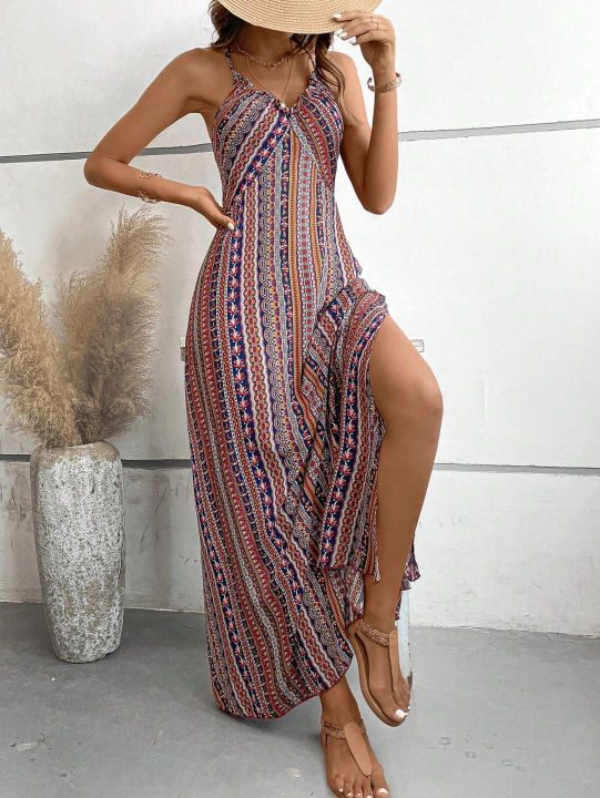 Women's%20Summer%20Ethnic%20Pattern%20Backless%20Split%20Thigh%20Dress%20Ladies%20Summer%20Clothes%20Boho%20Fashion%20Frill%20Trim%20Long%20Dress%20for%20Beach%20-%20Image%204