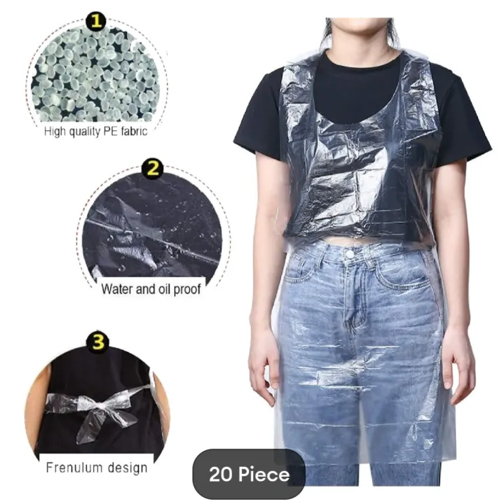 Disposable Apron Waterproof - Transparent Polythene Sheet - 20 Pcs ...