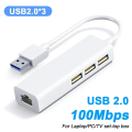 100Mbps USB C Network Card USB To RJ45 Ethernet Lan Adapter 3 USB 2.0 Type C Hub for MacBook    PC Computer. 