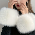 Elegant and soft artificial fur cuffs, elastic wrist warmers for autumn and winter cold protection, decorative wrist cuffs.