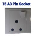 15A 3Pin Socket White & Gold. 