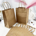10pcs-Solid color gift bags with handles, kraft paper bags, gift candy bags, suitable for gift packaging, wedding grocery bags.