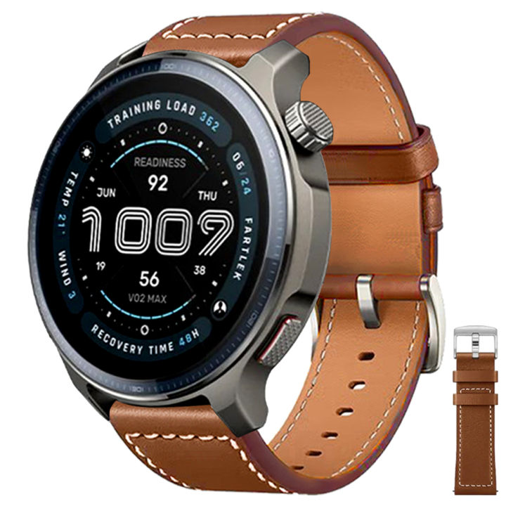 20mm 22mm Leather Watch Band For Huami BALANCE 2 Sports Strap Bip 6 5/Active 2 Replacement Wristband Accessories