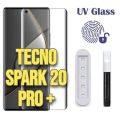 Tecno Spark 20 Pro UV Curved Tempered Glass Screen Protector with UV Light and Glue Premium Quality, 100% Protection, Smooth Surface, Easy Installation. 