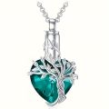 Heart Tree of Life Urn Necklace for Ashes Cremation Jewelry Crystal Memorial Mothers Day  for Women Mom Sister Friend. 