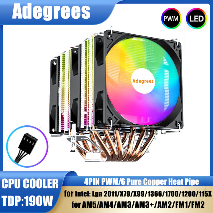 X99 RGB CPU Air Cooler 6 Heatpipes 4PIN PWM PC Processor Radiator For ...
